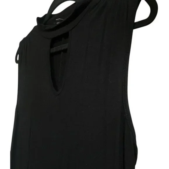 Jennifer Lopez Black Sleeveless Keyhole Neckline Choker Cut Top Tunic Collar Med - Picture 12 of 16